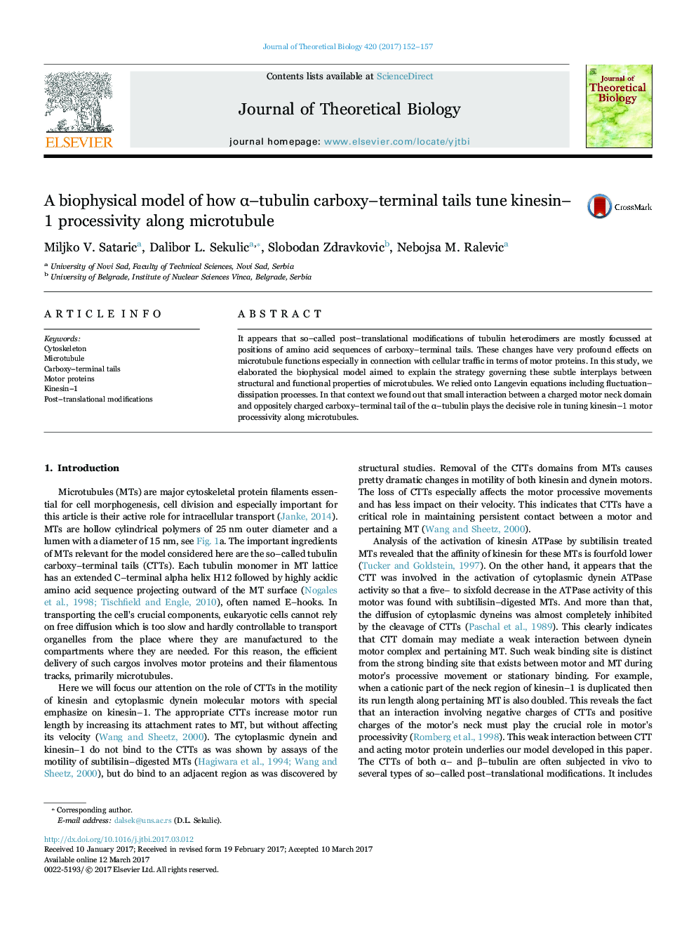 A biophysical model of how Î±-tubulin carboxy-terminal tails tune kinesin-1 processivity along microtubule