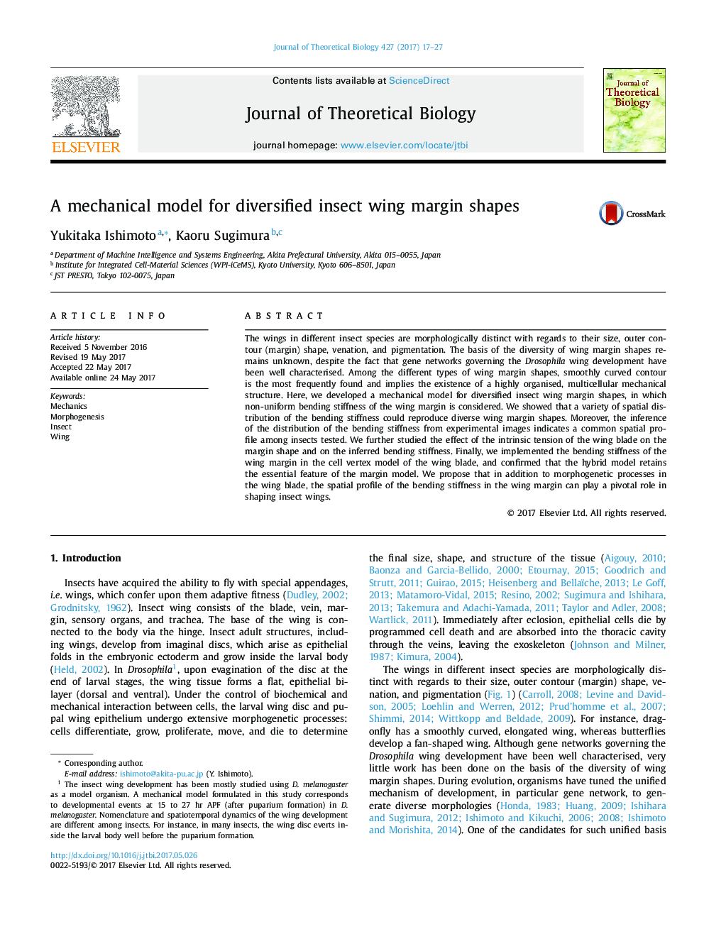 A mechanical model for diversified insect wing margin shapes