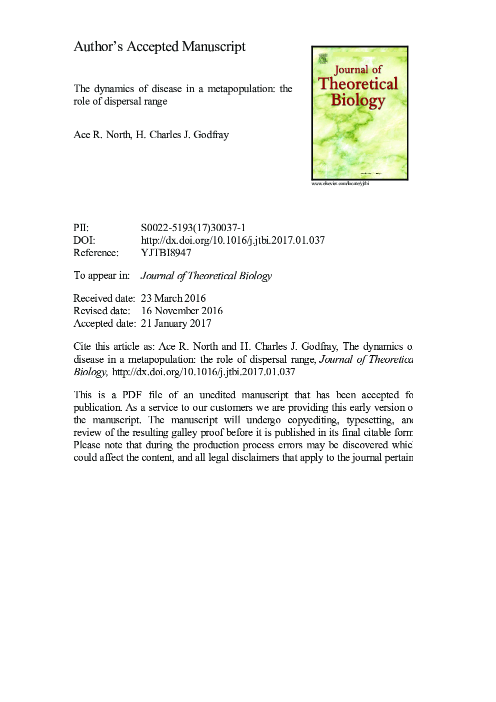 The dynamics of disease in a metapopulation: The role of dispersal range