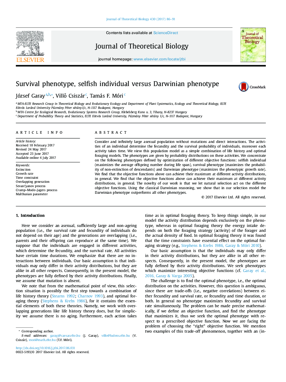 Survival phenotype, selfish individual versus Darwinian phenotype