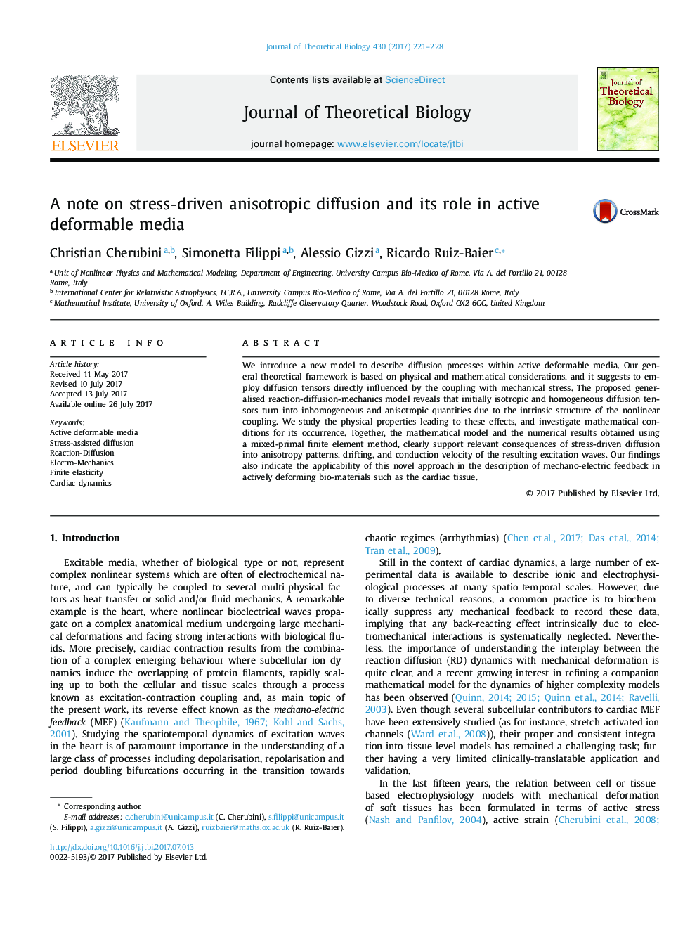 A note on stress-driven anisotropic diffusion and its role in active deformable media