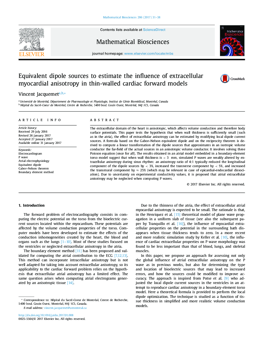 Equivalent dipole sources to estimate the influence of extracellular myocardial anisotropy in thin-walled cardiac forward models