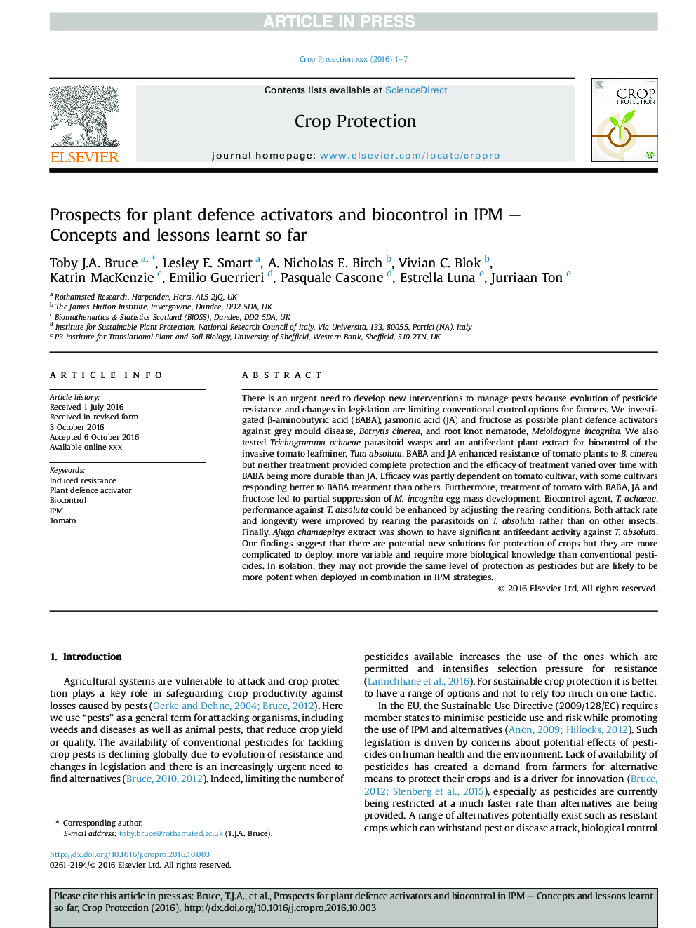 Prospects for plant defence activators and biocontrol in IPM - Concepts and lessons learnt so far