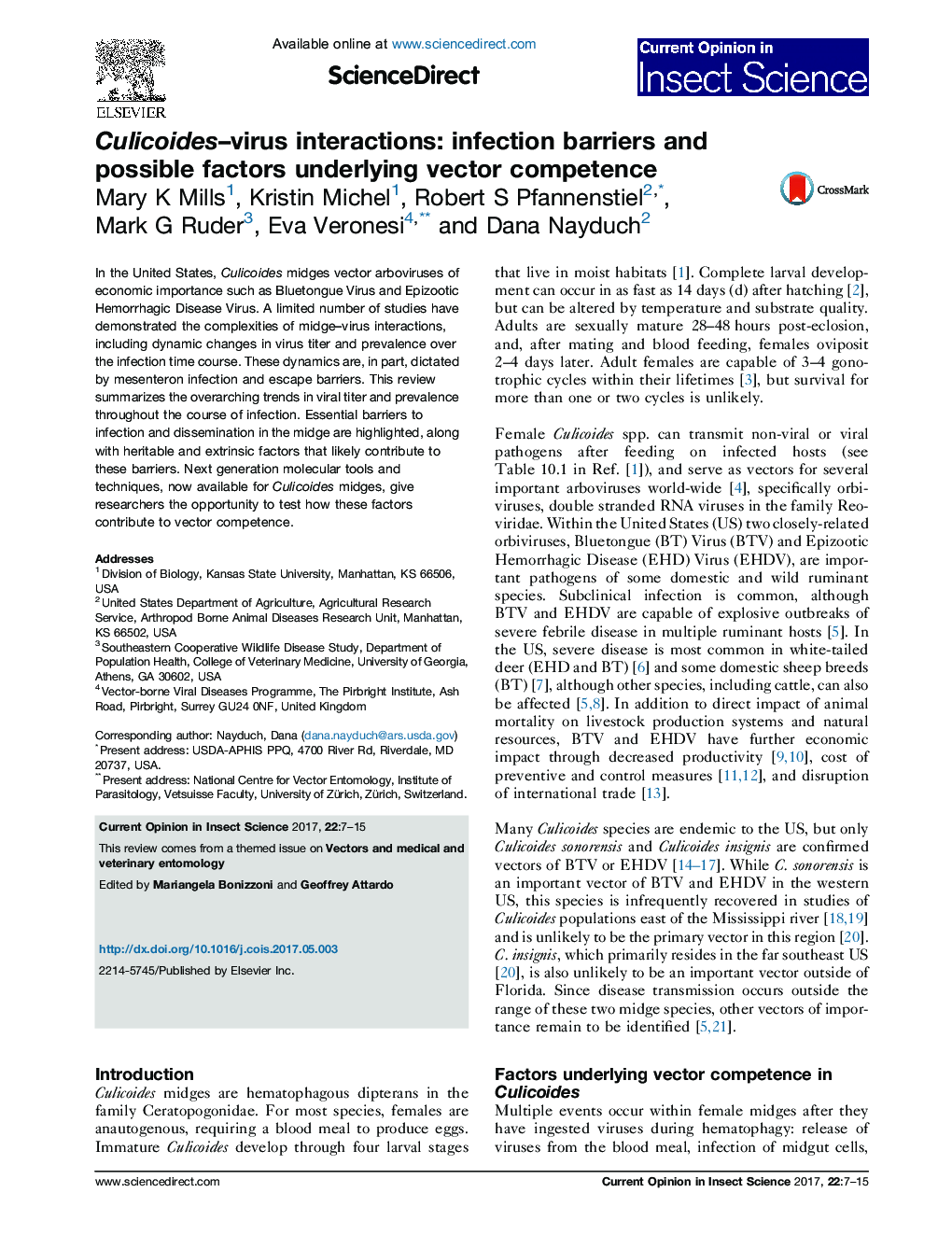 Culicoides-virus interactions: infection barriers and possible factors underlying vector competence