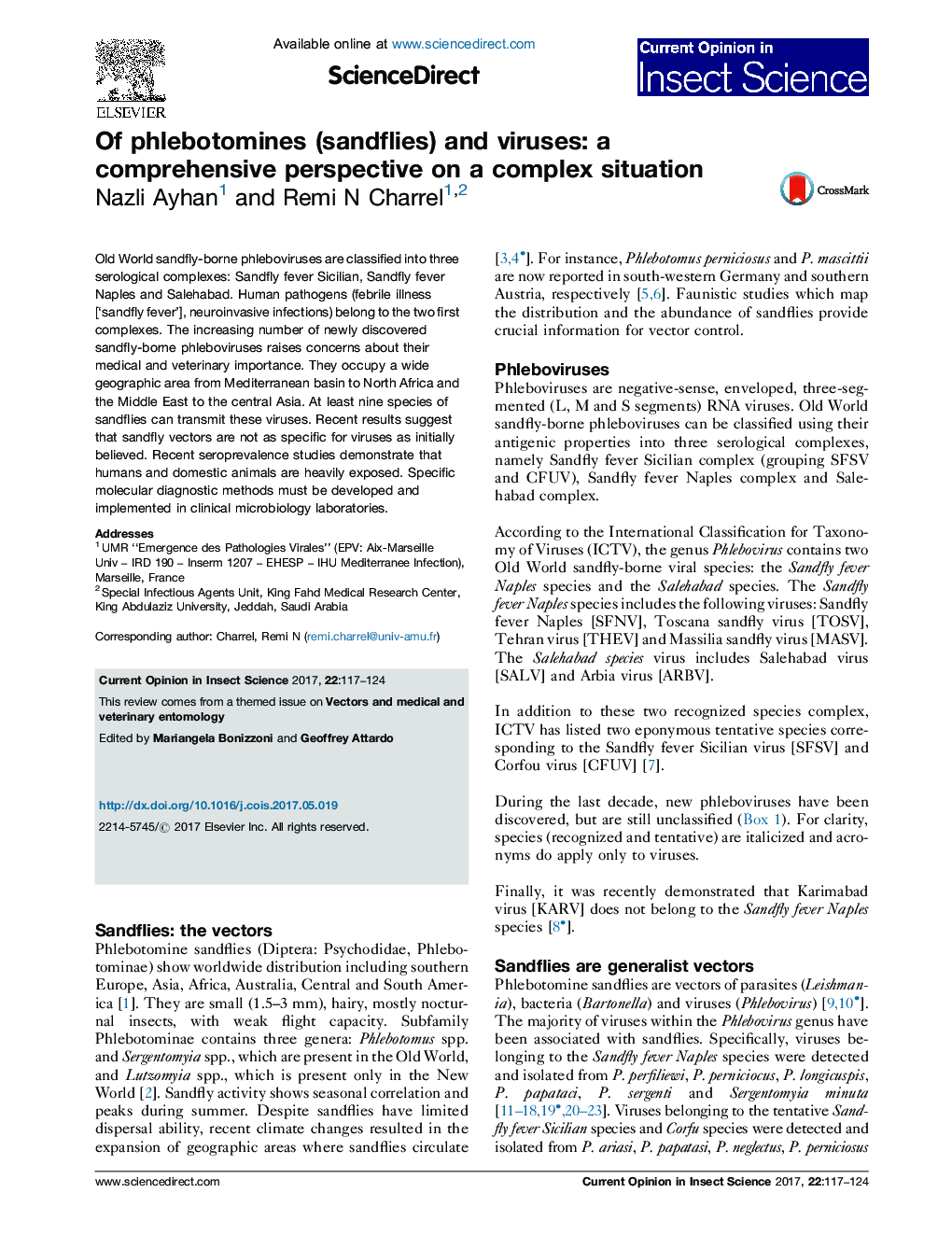 Of phlebotomines (sandflies) and viruses: a comprehensive perspective on a complex situation