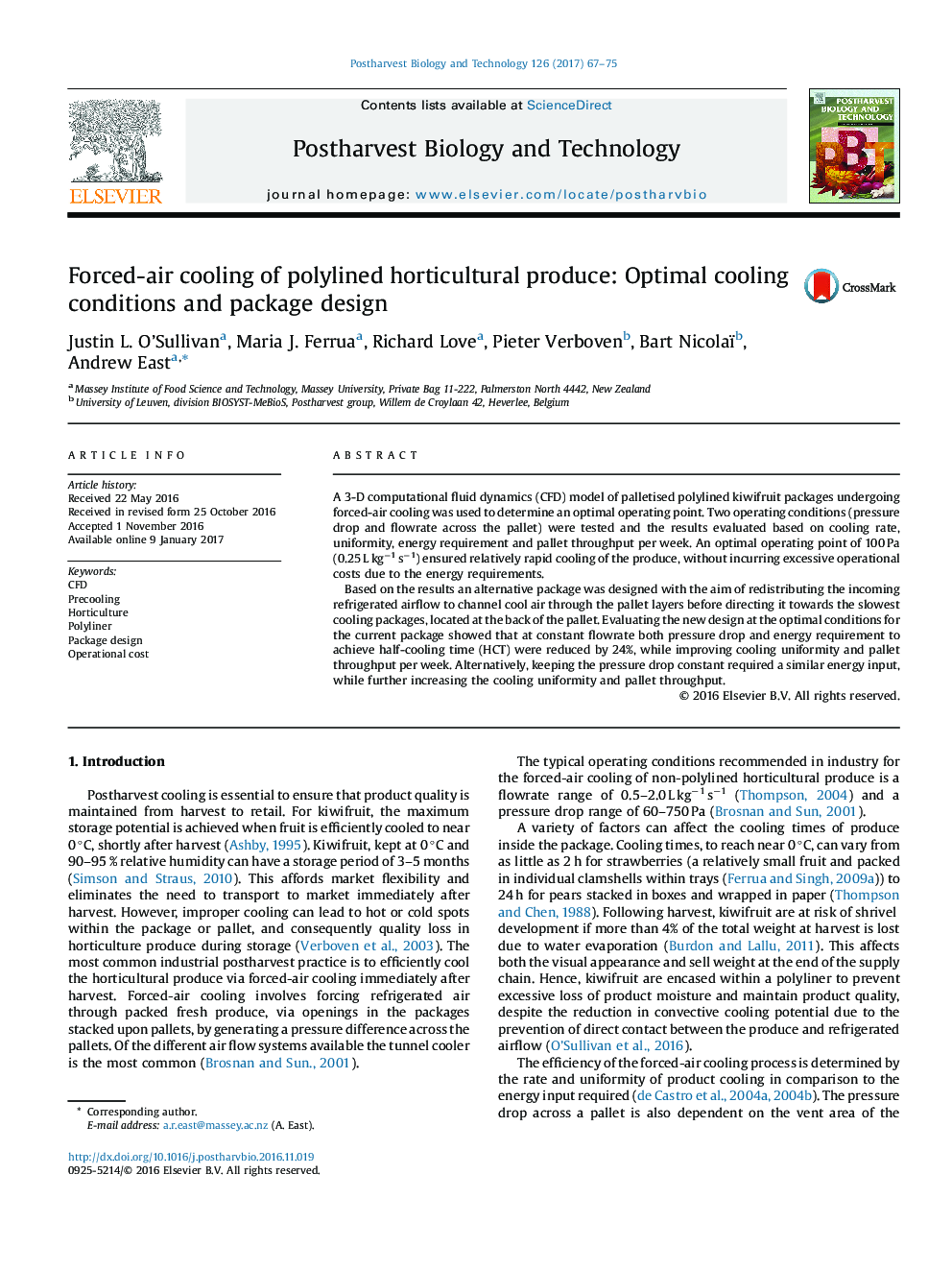 Forced-air cooling of polylined horticultural produce: Optimal cooling conditions and package design