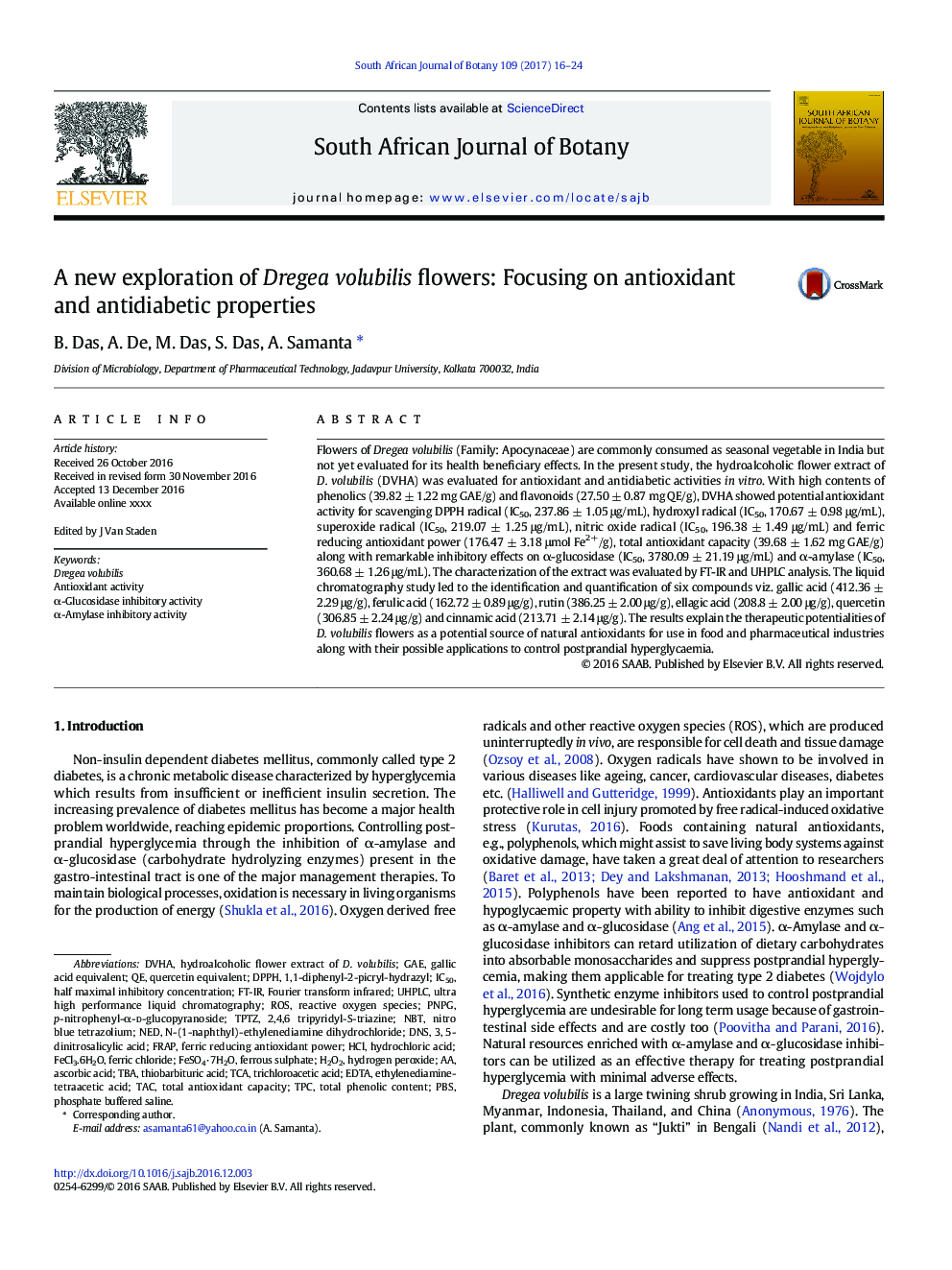 A new exploration of Dregea volubilis flowers: Focusing on antioxidant and antidiabetic properties