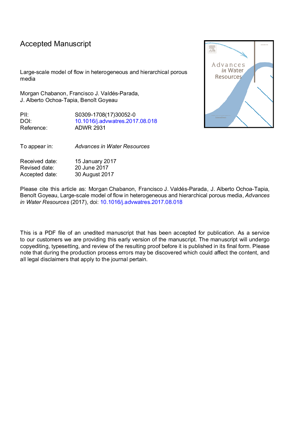 Large-scale model of flow in heterogeneous and hierarchical porous media