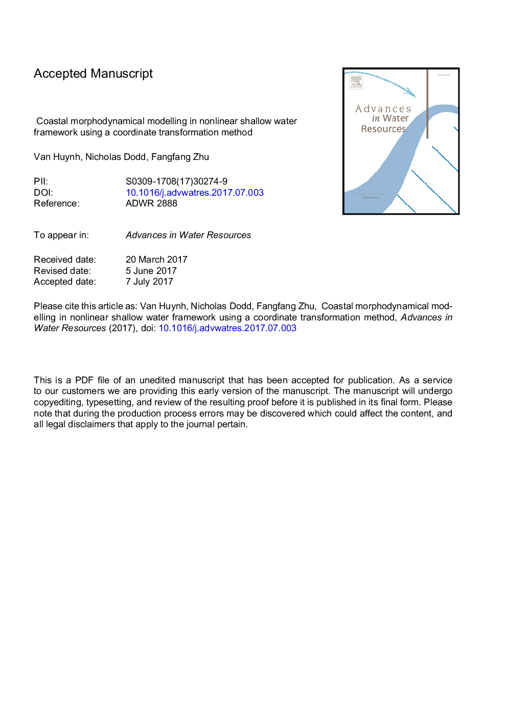 مدل سازی مورفودینامیکی ساحلی در چارچوب آب کم عمق آب با استفاده از روش تحول مختصات 