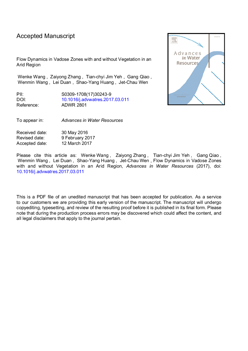 Flow dynamics in vadose zones with and without vegetation in an arid region