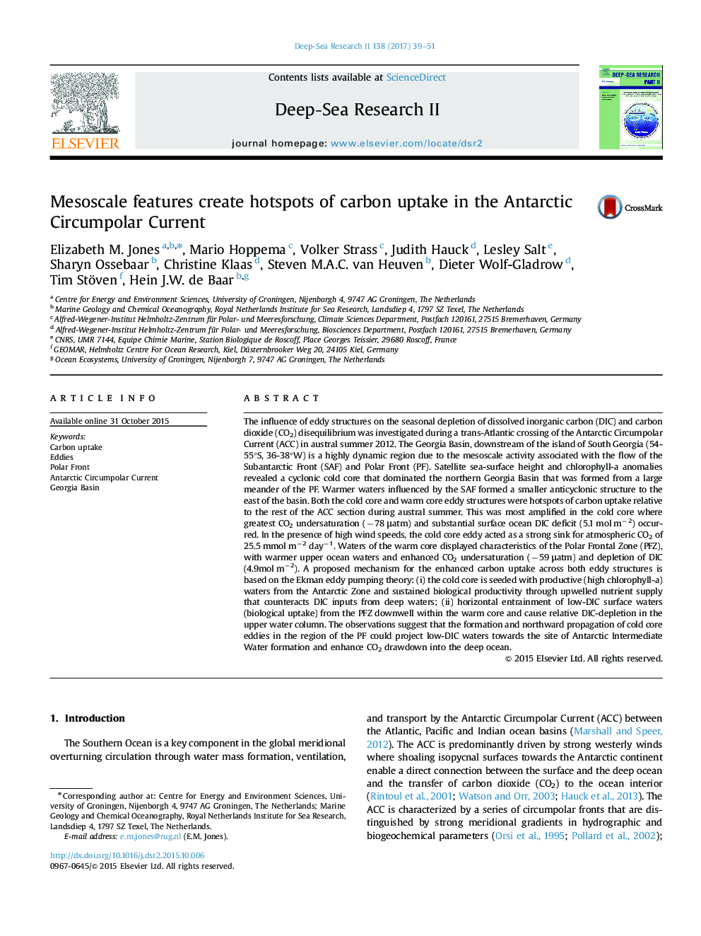 Mesoscale features create hotspots of carbon uptake in the Antarctic Circumpolar Current