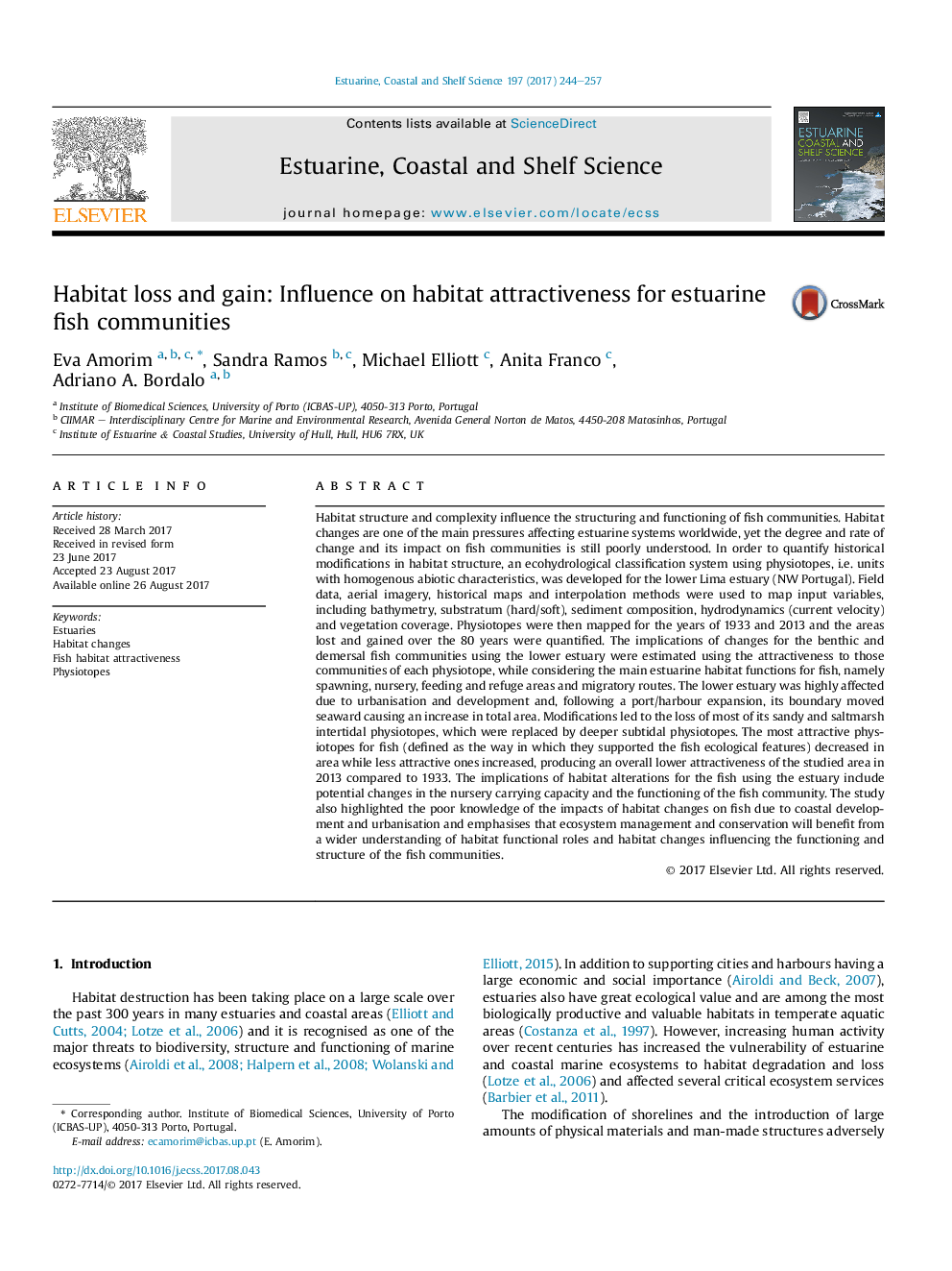 Habitat loss and gain: Influence on habitat attractiveness for estuarine fish communities