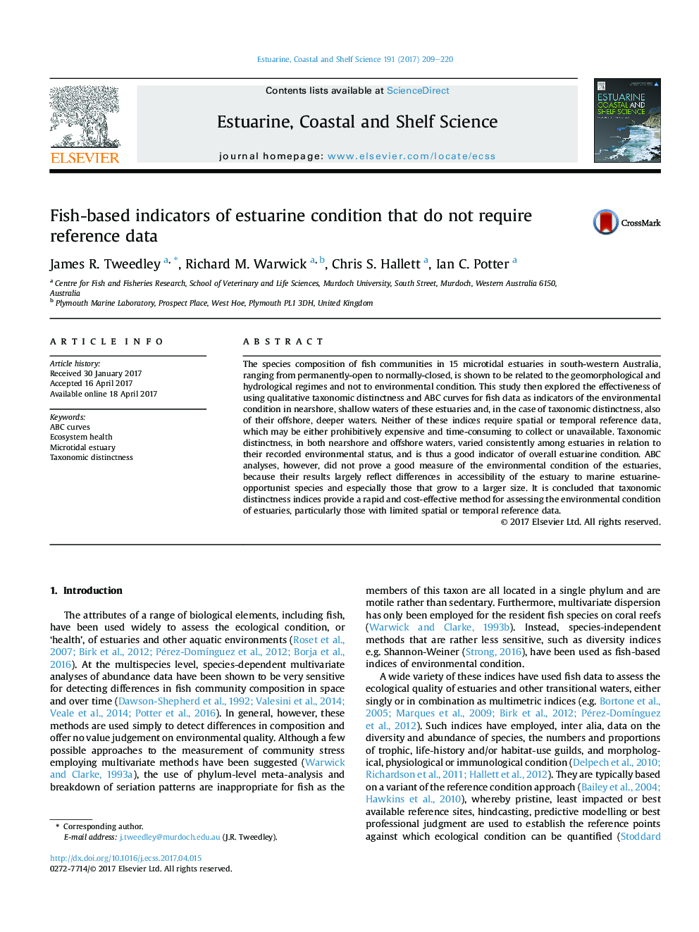 Fish-based indicators of estuarine condition that do not require reference data