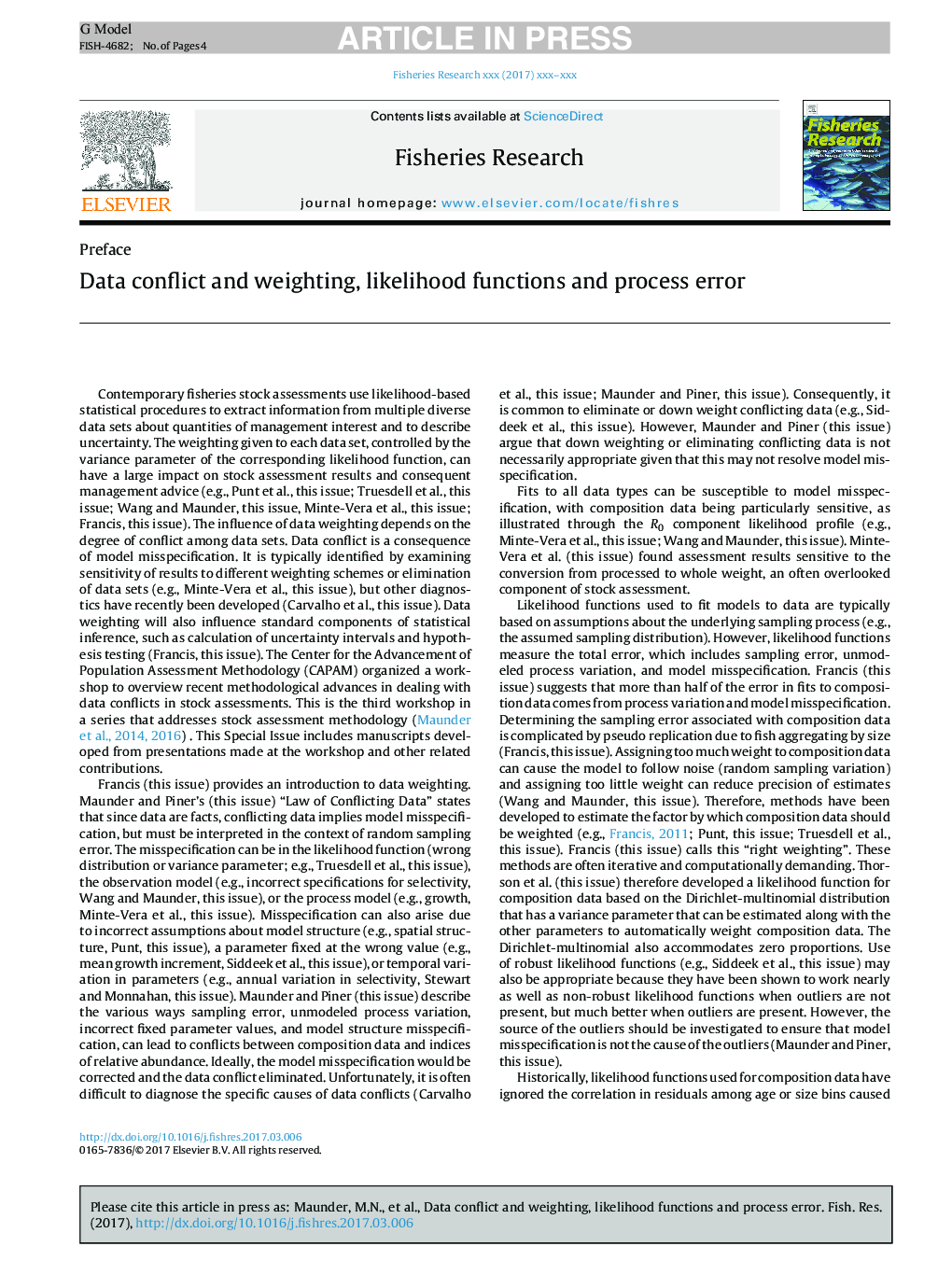 Data conflict and weighting, likelihood functions and process error