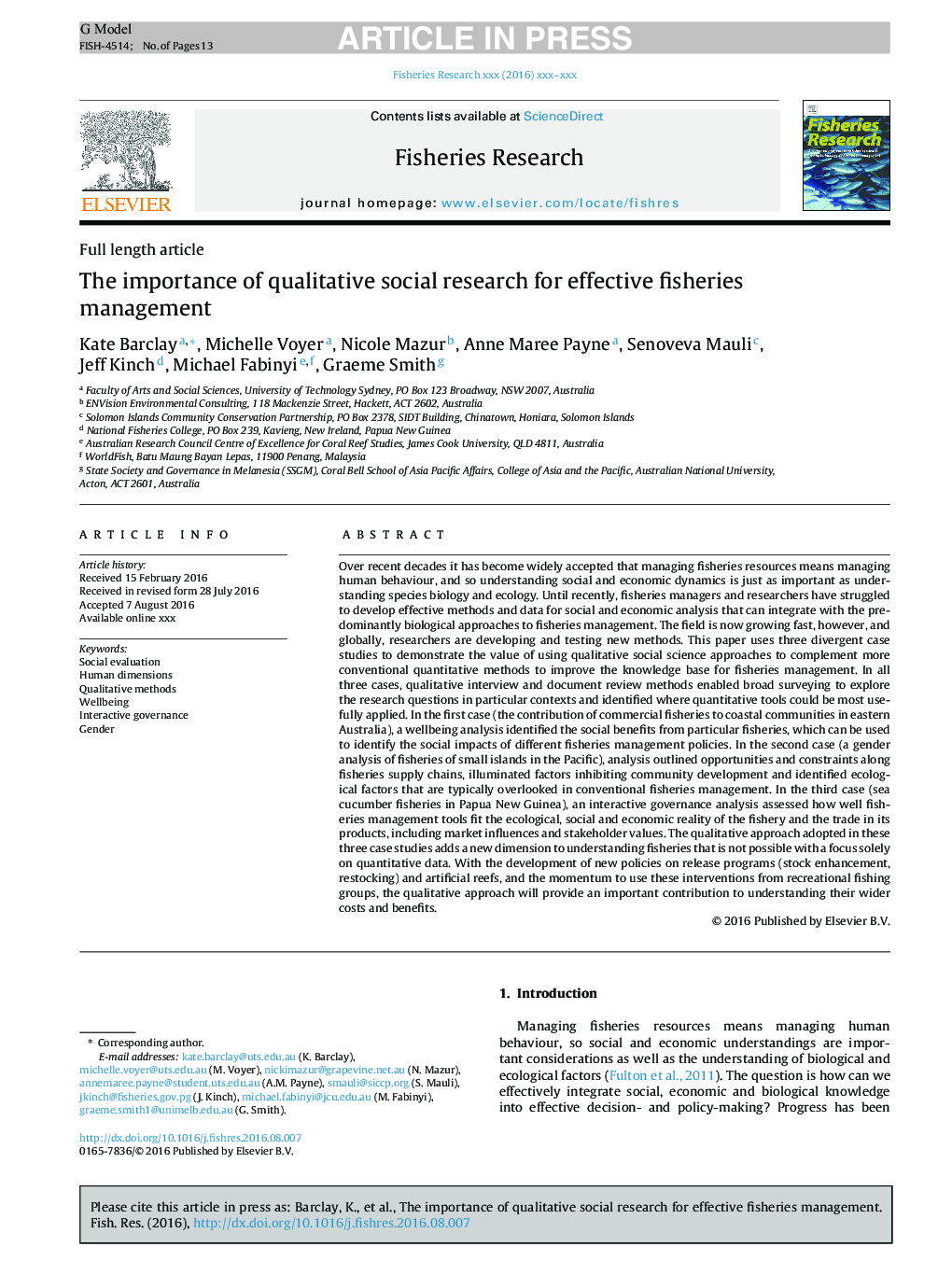 The importance of qualitative social research for effective fisheries management