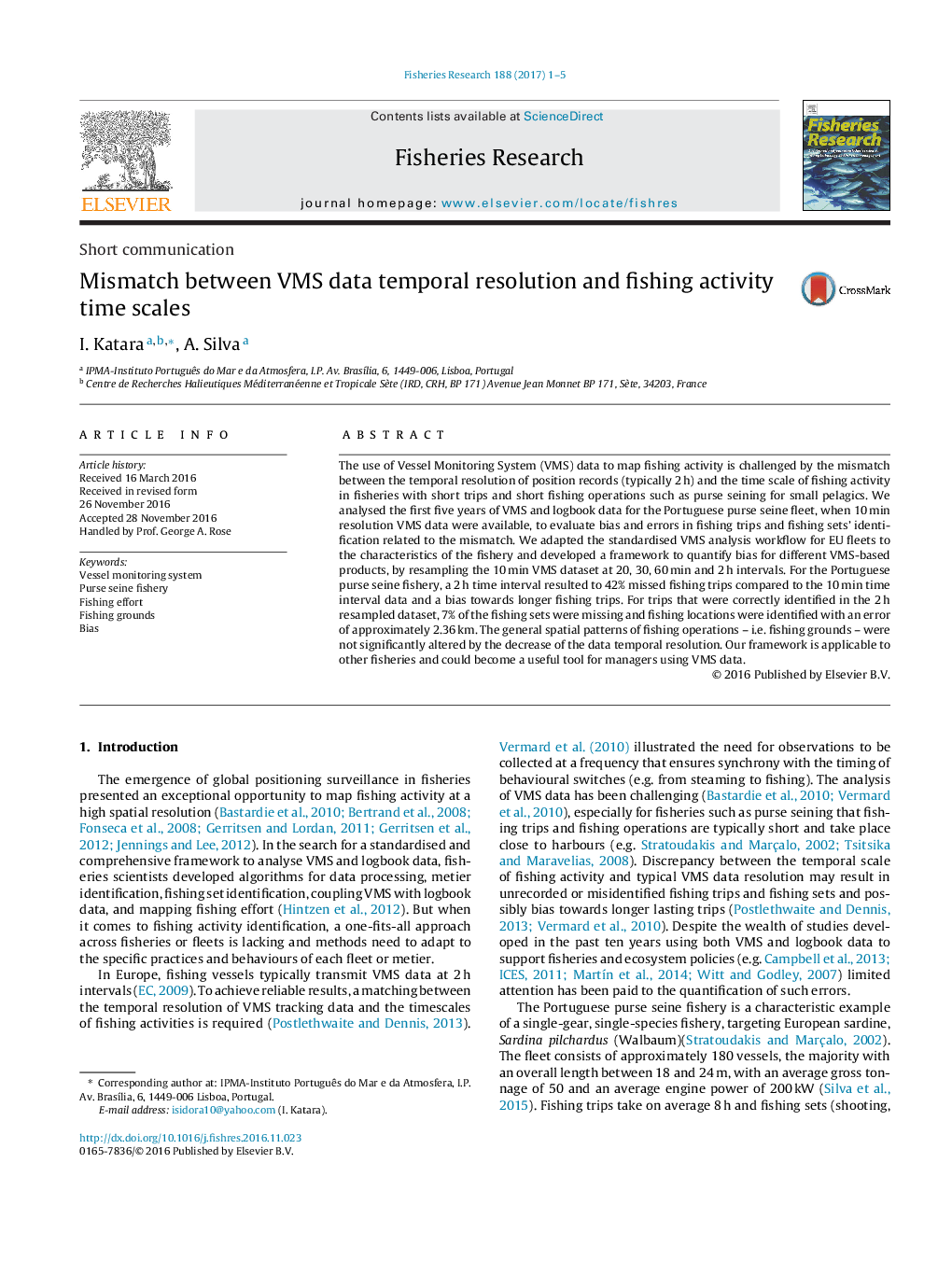 Mismatch between VMS data temporal resolution and fishing activity time scales