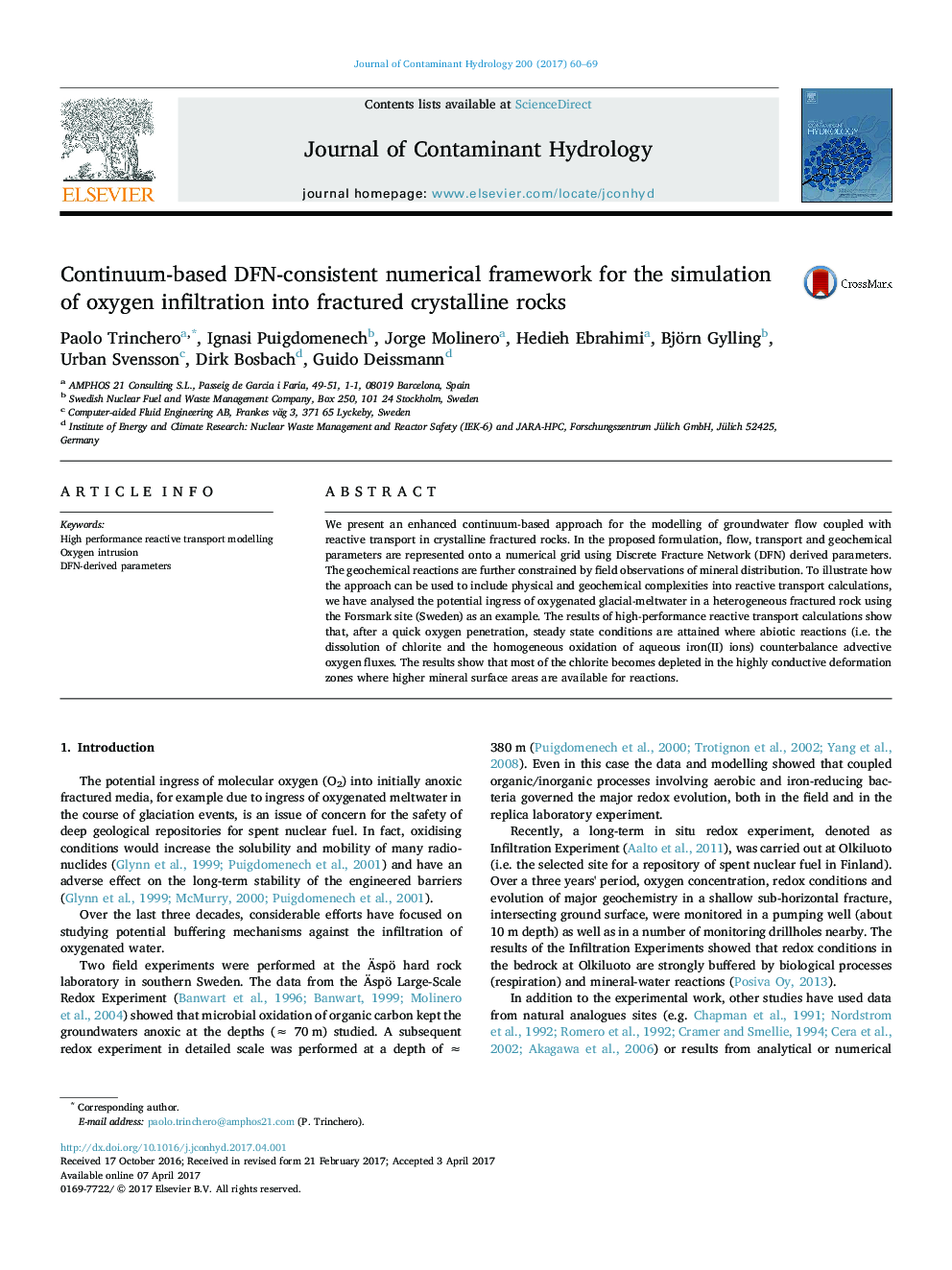 Continuum-based DFN-consistent numerical framework for the simulation of oxygen infiltration into fractured crystalline rocks