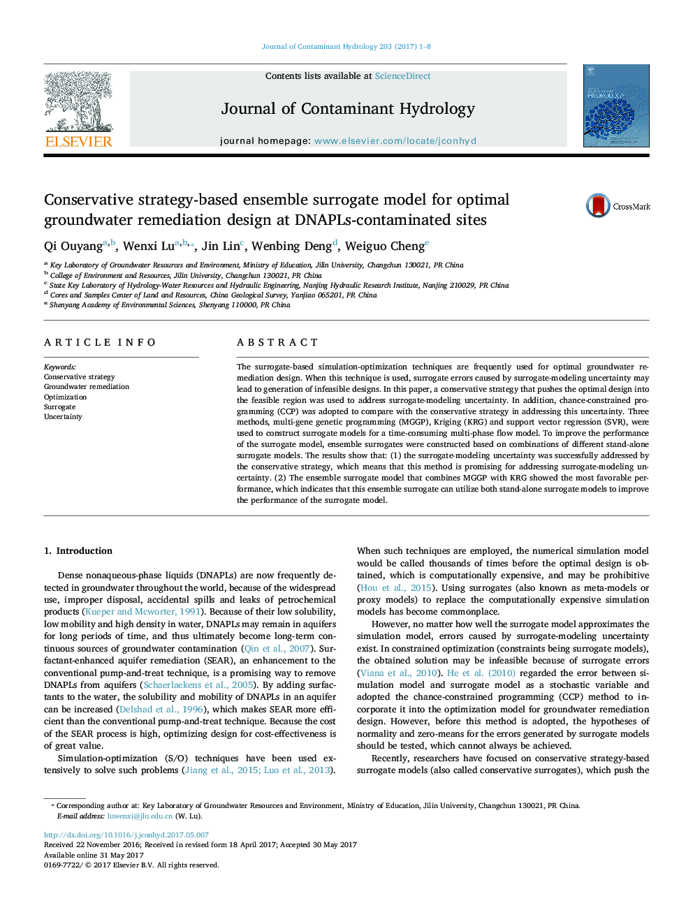 Conservative strategy-based ensemble surrogate model for optimal groundwater remediation design at DNAPLs-contaminated sites