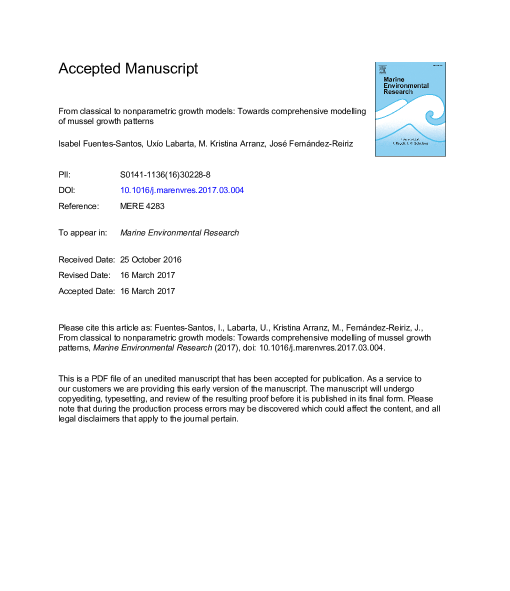 From classical to nonparametric growth models: Towards comprehensive modelling of mussel growth patterns