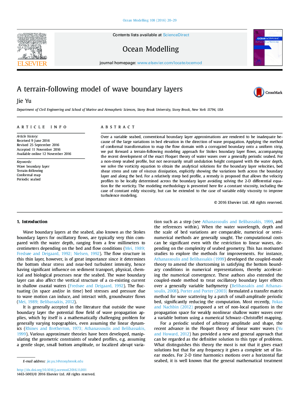 A terrain-following model of wave boundary layers