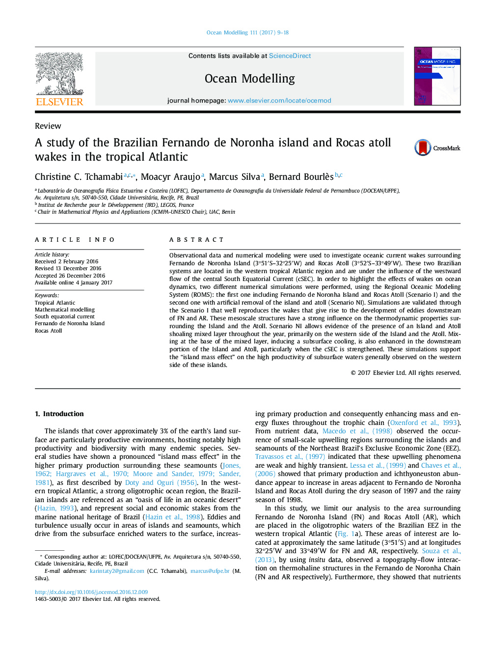 ReviewA study of the Brazilian Fernando de Noronha island and Rocas atoll wakes in the tropical Atlantic