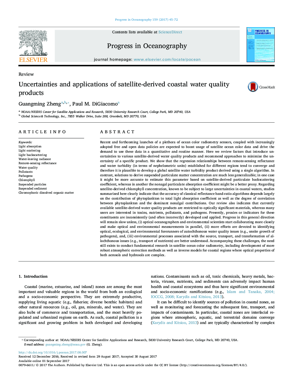 بررسی عدم تعریف و کاربرد محصولات با کیفیت آب ساحلی ماهواره ای 