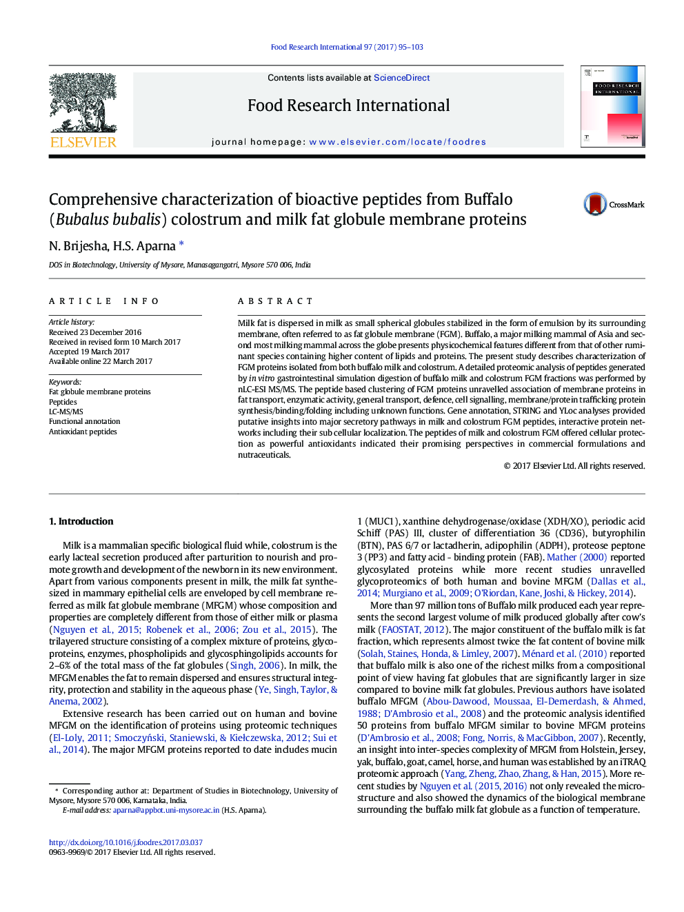 Comprehensive characterization of bioactive peptides from Buffalo (Bubalus bubalis) colostrum and milk fat globule membrane proteins
