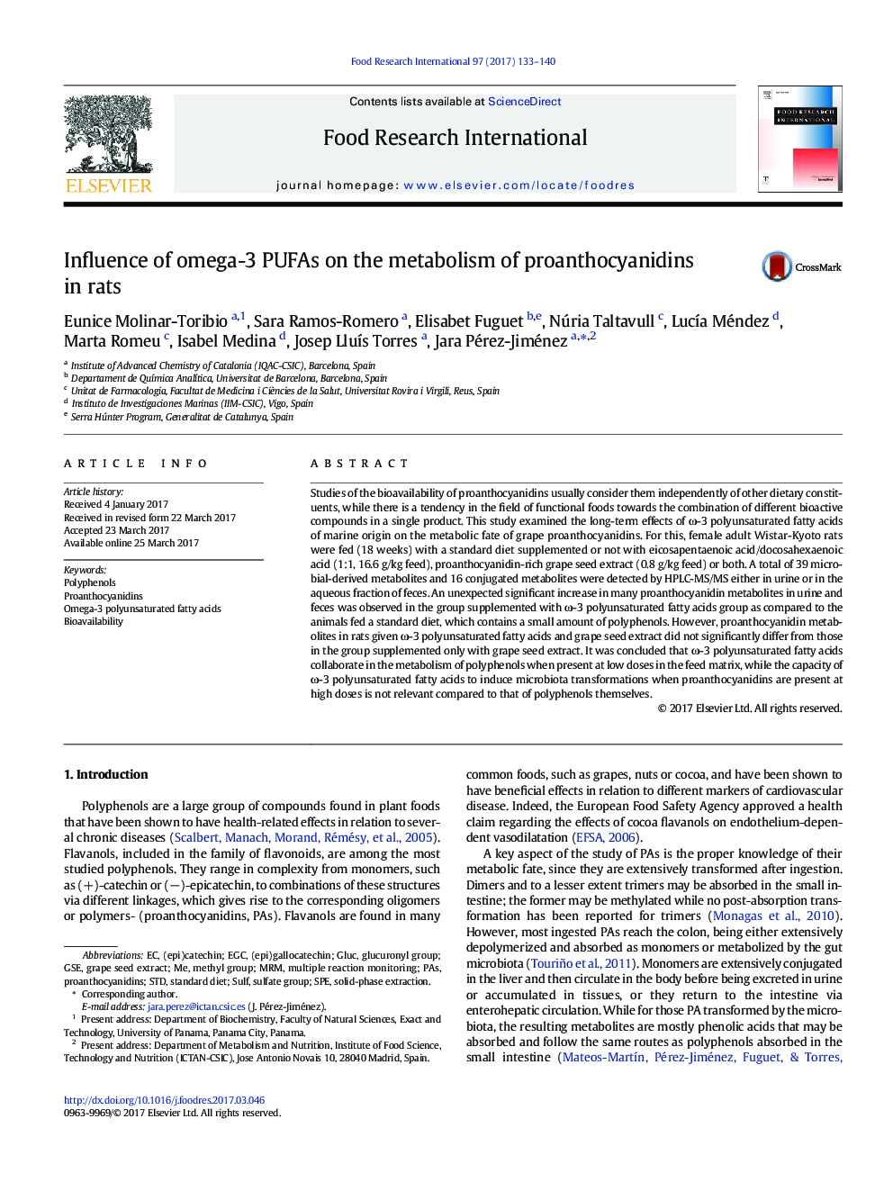 Influence of omega-3 PUFAs on the metabolism of proanthocyanidins in rats