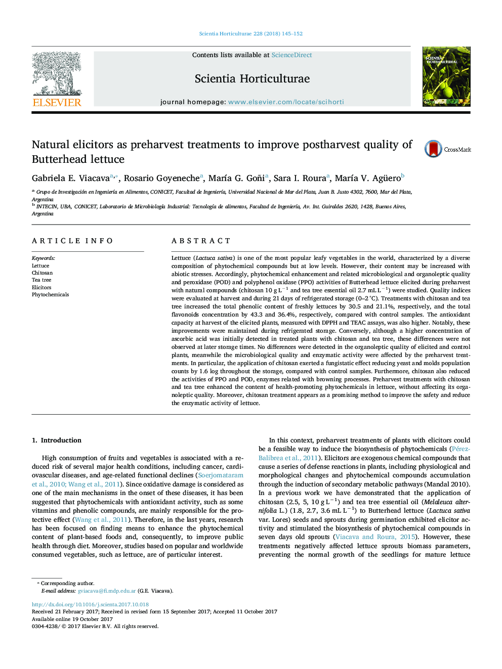 Natural elicitors as preharvest treatments to improve postharvest quality of Butterhead lettuce