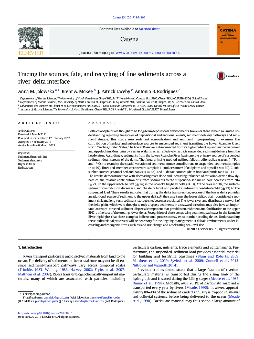 Tracing the sources, fate, and recycling of fine sediments across a river-delta interface