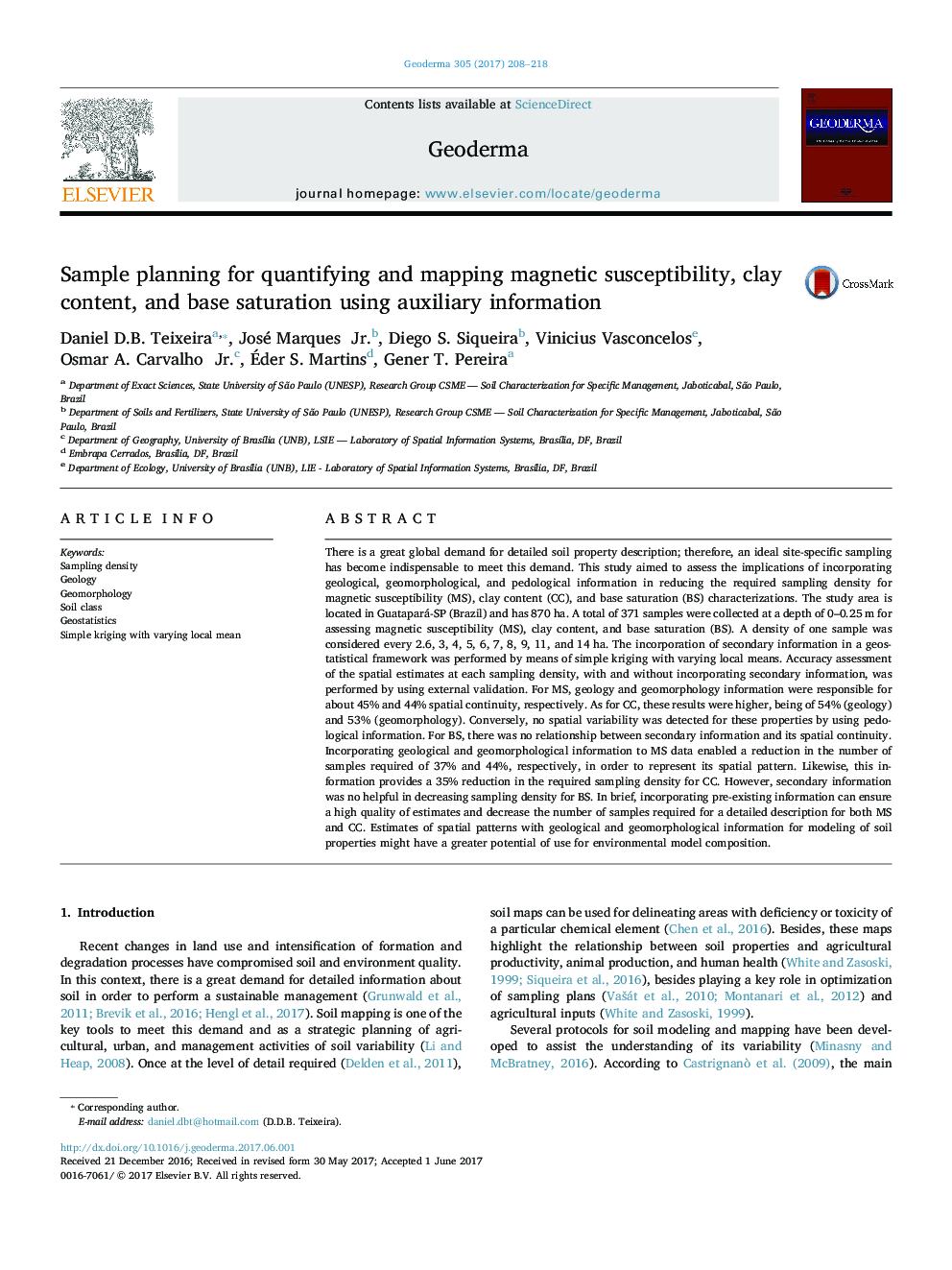 Sample planning for quantifying and mapping magnetic susceptibility, clay content, and base saturation using auxiliary information