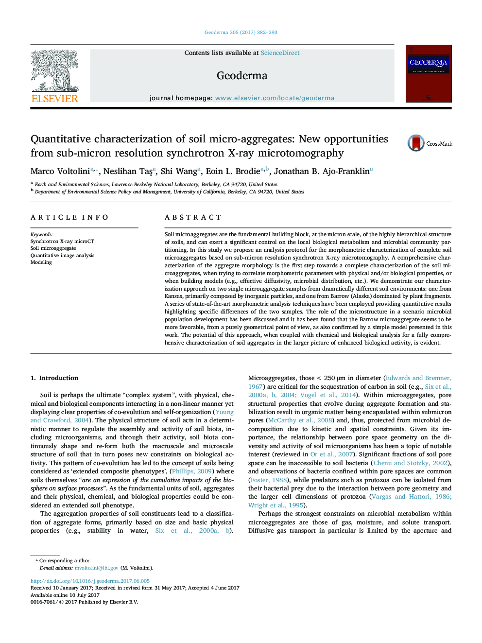 Quantitative characterization of soil micro-aggregates: New opportunities from sub-micron resolution synchrotron X-ray microtomography