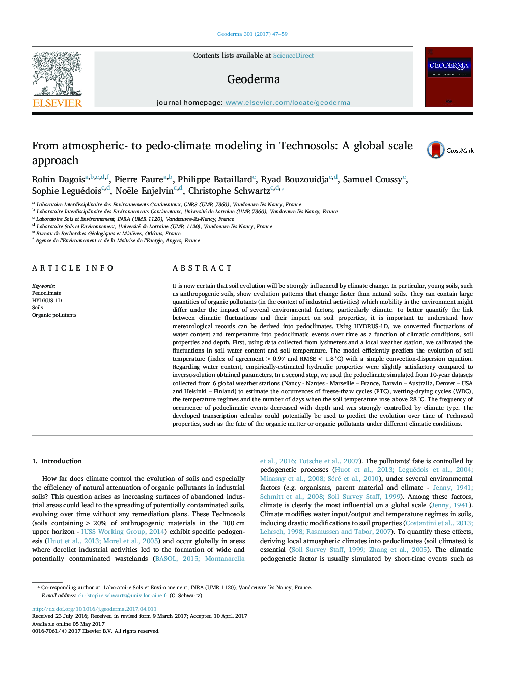 From atmospheric- to pedo-climate modeling in Technosols: A global scale approach