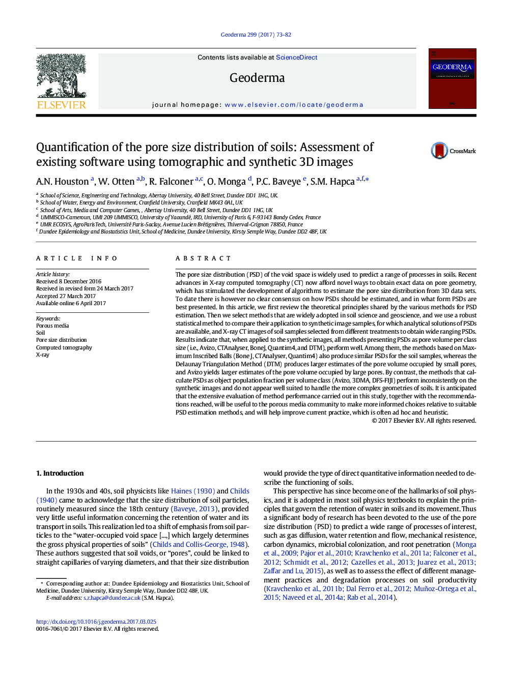 Quantification of the pore size distribution of soils: Assessment of existing software using tomographic and synthetic 3D images