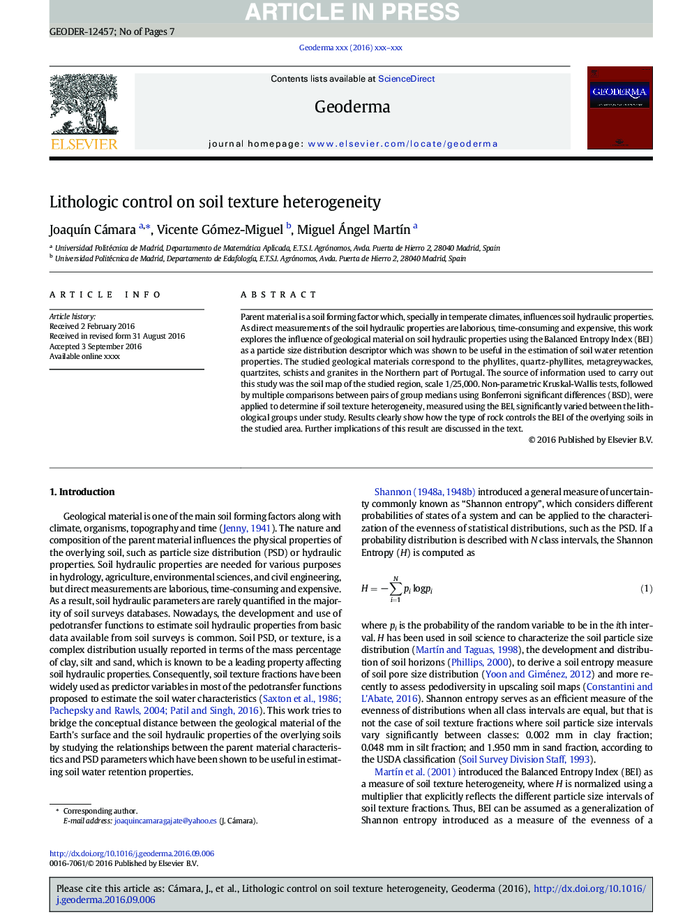 Lithologic control on soil texture heterogeneity