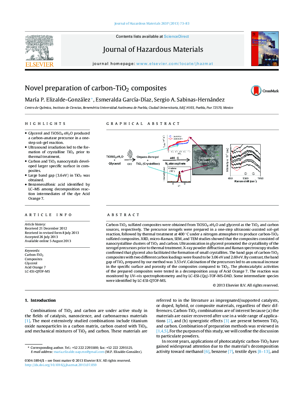 Novel preparation of carbon-TiO2 composites