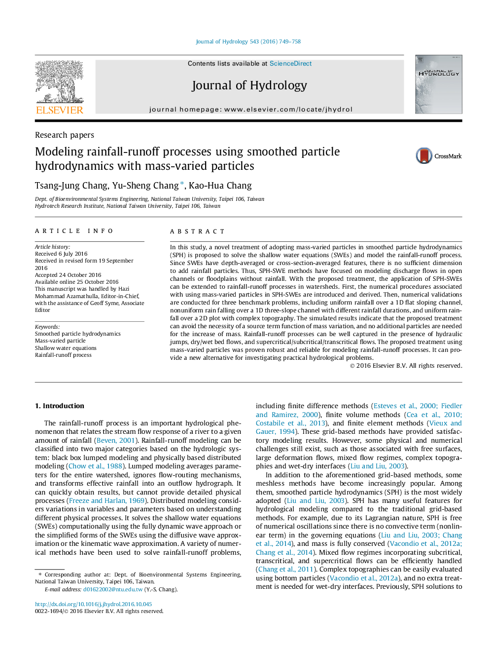 Research papersModeling rainfall-runoff processes using smoothed particle hydrodynamics with mass-varied particles