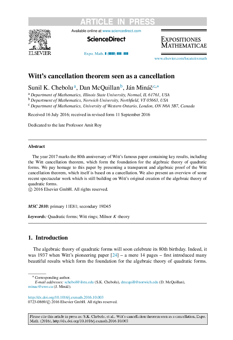 Witt's cancellation theorem seen as a cancellation