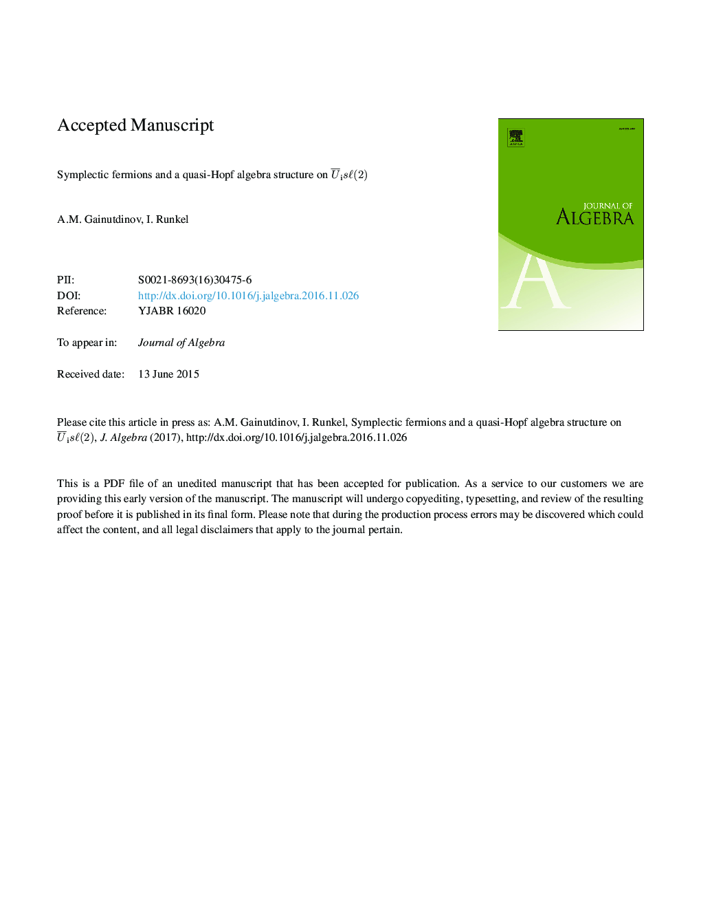 Symplectic fermions and a quasi-Hopf algebra structure on Uâ¾isâ(2)