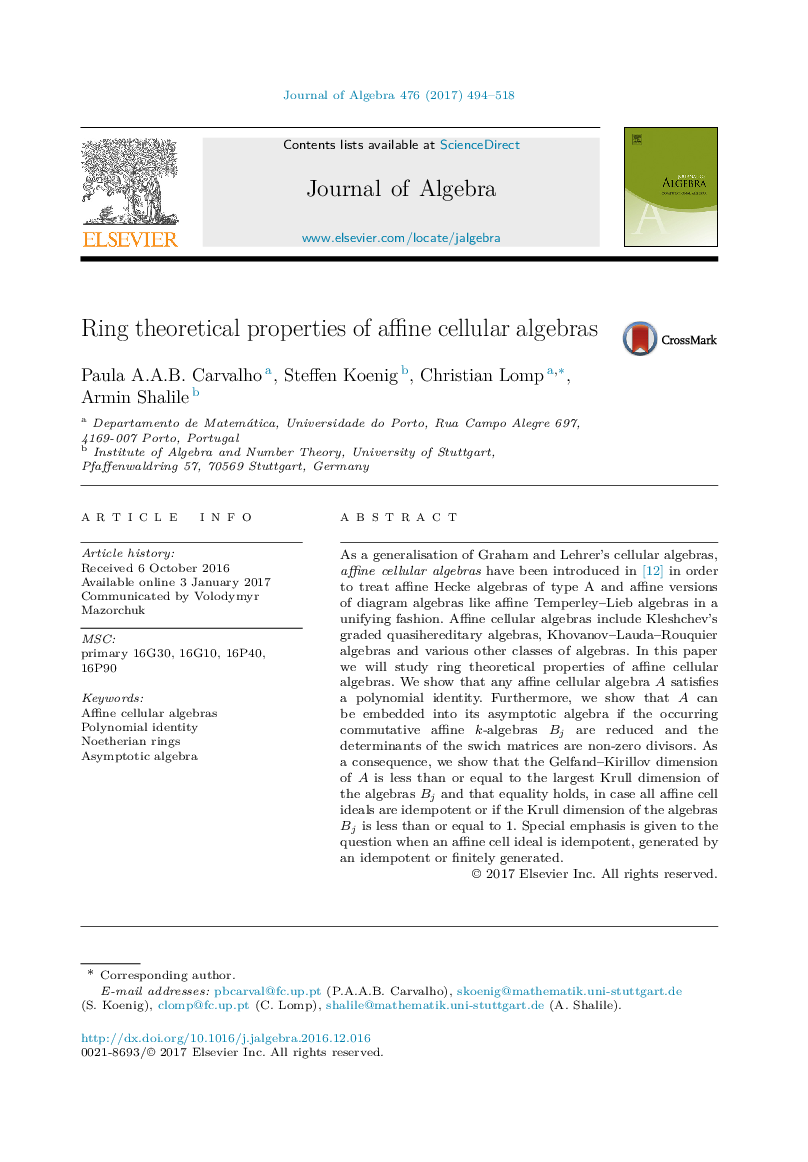 Ring theoretical properties of affine cellular algebras