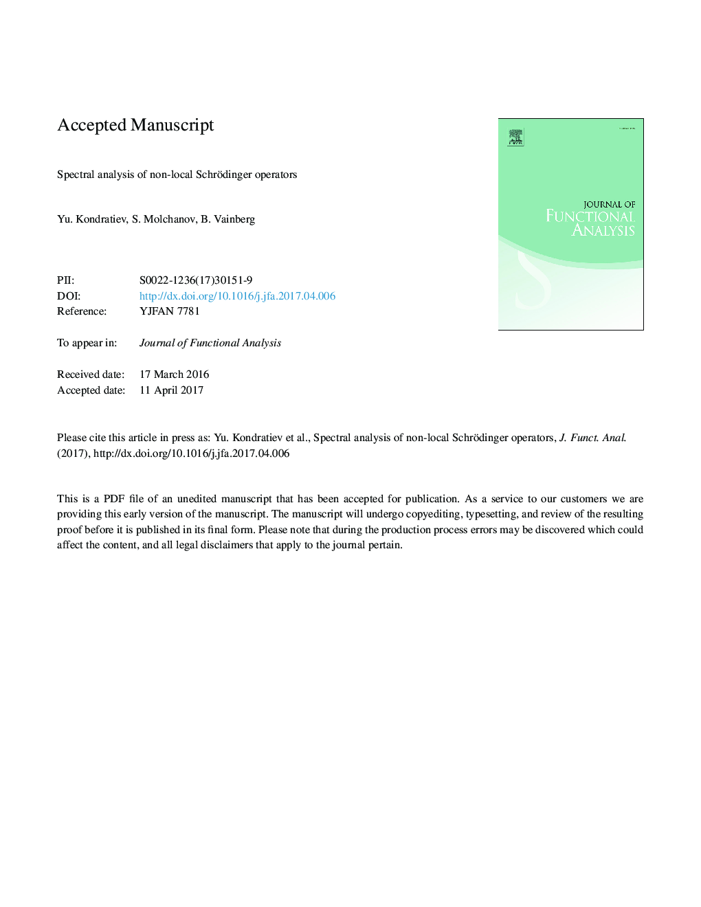 Spectral analysis of non-local Schrödinger operators