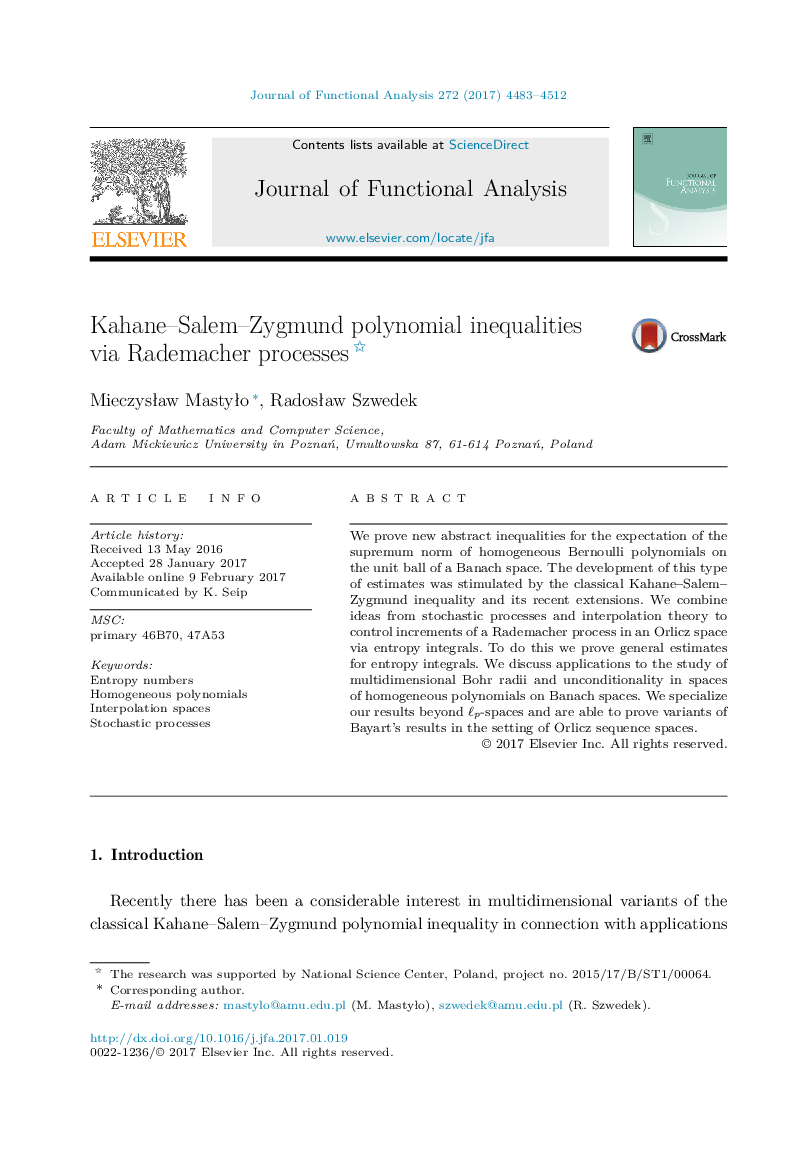 Kahane-Salem-Zygmund polynomial inequalities via Rademacher processes