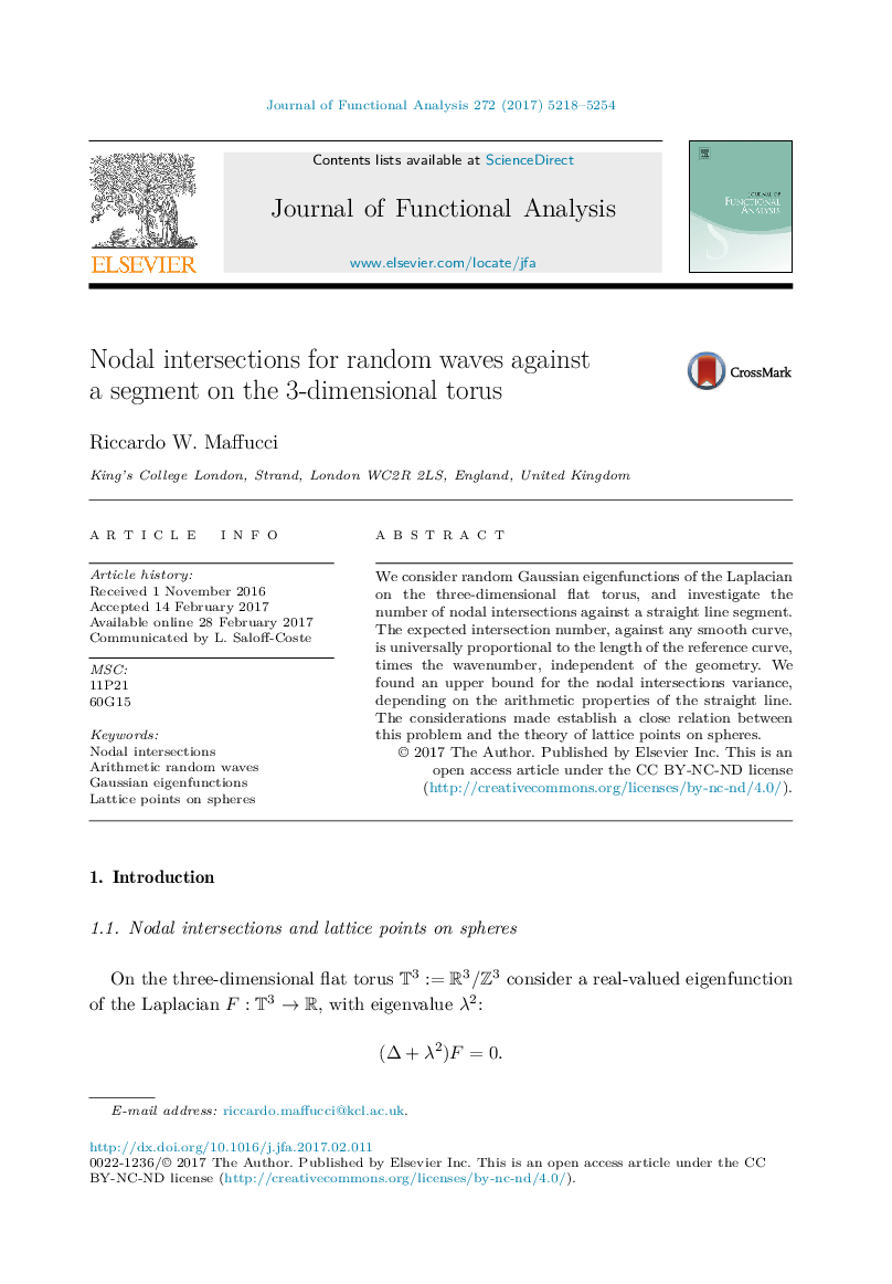 Nodal intersections for random waves against a segment on the 3-dimensional torus