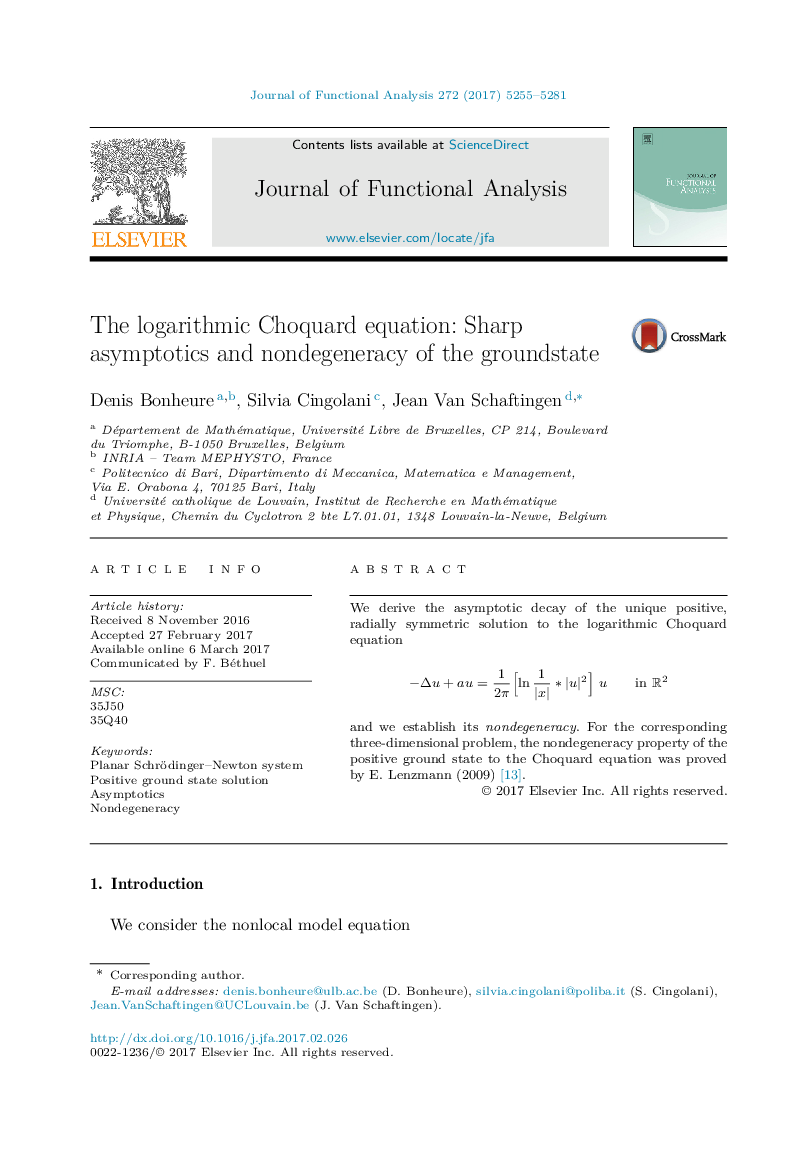 The logarithmic Choquard equation: Sharp asymptotics and nondegeneracy of the groundstate