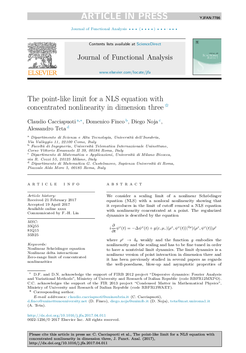 The point-like limit for a NLS equation with concentrated nonlinearity in dimension three