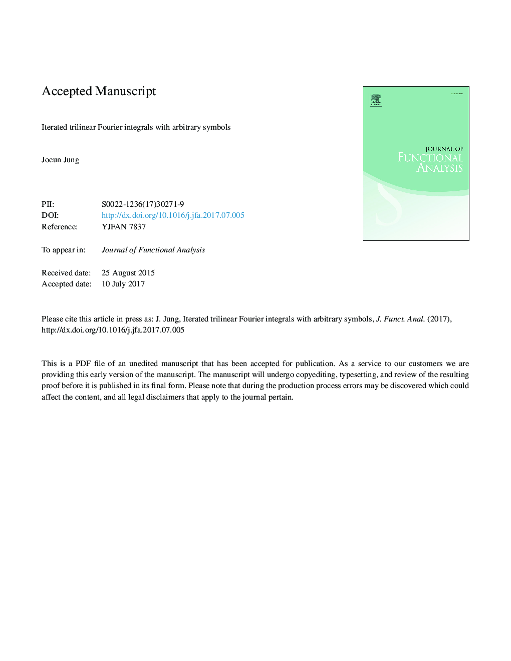 Iterated trilinear Fourier integrals with arbitrary symbols