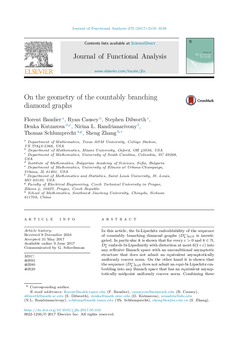 On the geometry of the countably branching diamond graphs