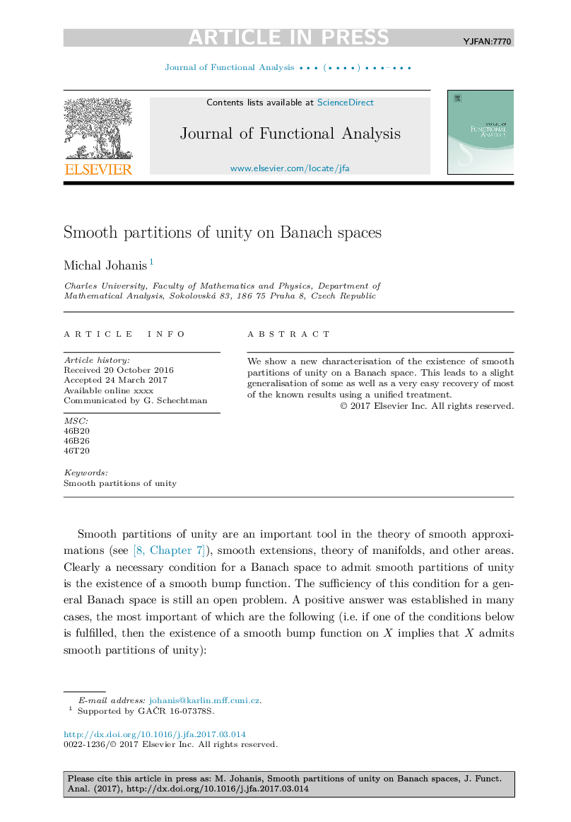 Smooth partitions of unity on Banach spaces