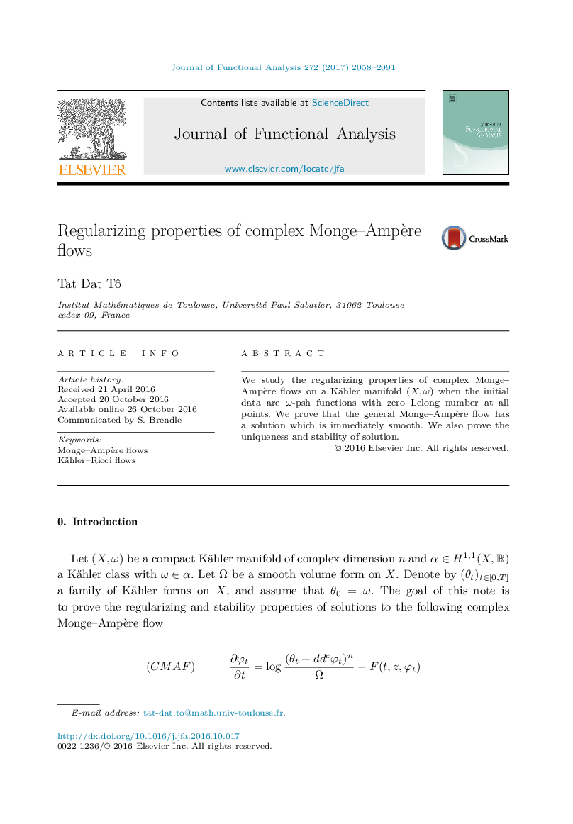 Regularizing properties of complex Monge-AmpÃ¨re flows