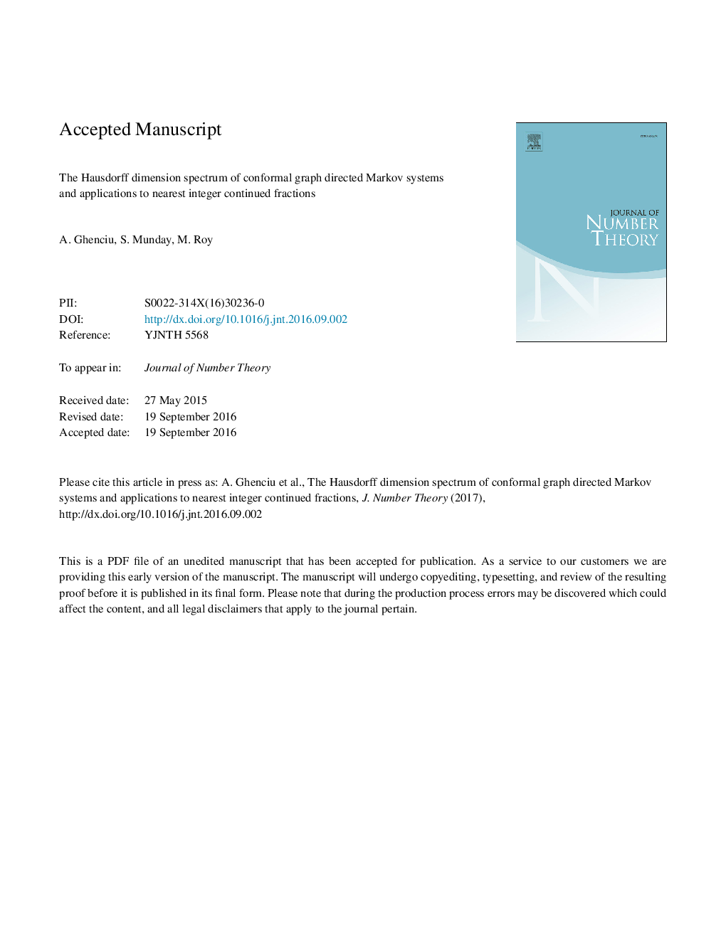 The Hausdorff dimension spectrum of conformal graph directed Markov systems and applications to nearest integer continued fractions